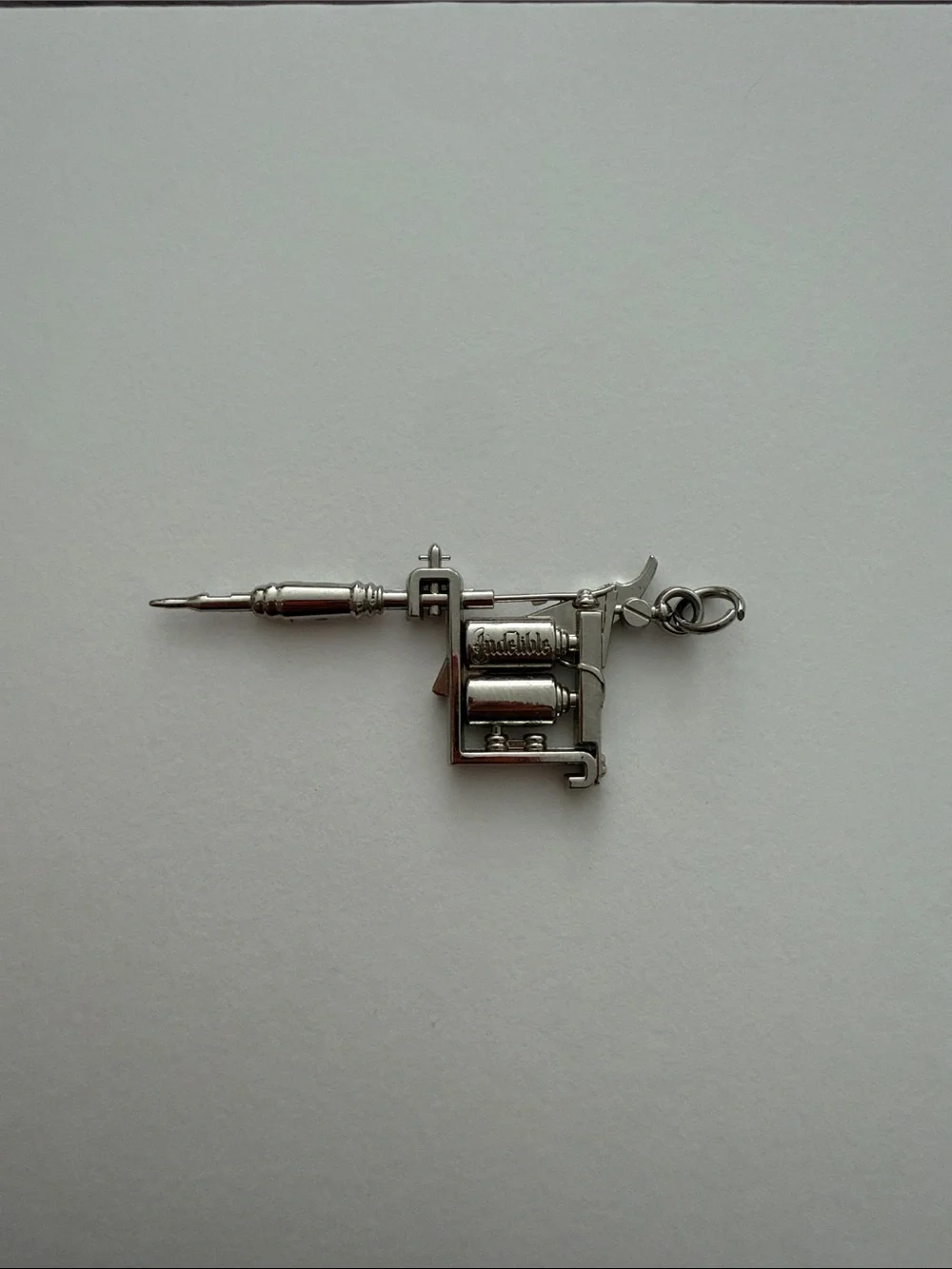 Tattoo Machine Charm Pendant - Silver